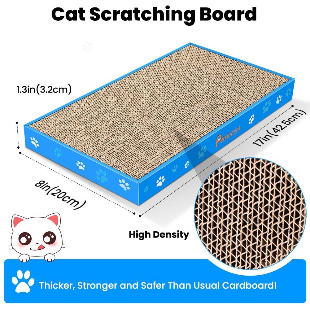 Petslucent Cat Scratching Board, Corrugate Cat Scratcher for Indoor Cats with Box, Scratch Pad with Catnip, Cardboard Double-Sided Usability (2 PCS)