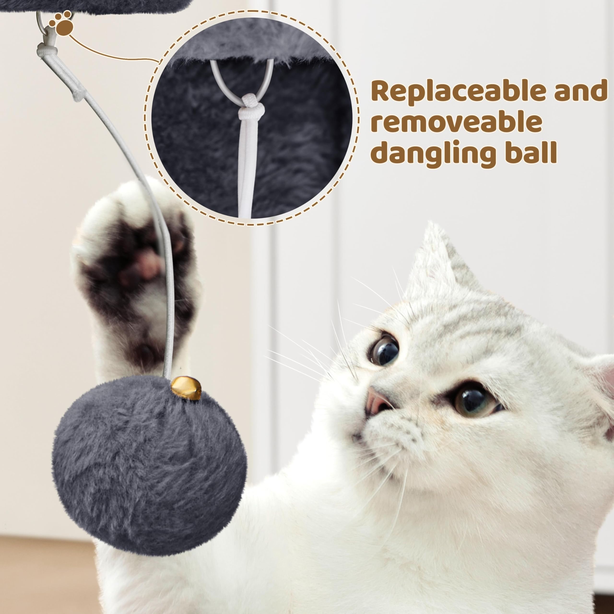 Yaheetech 59cm Basic Cat Tree Tower, Cat Scratching Post w/Oversized Perches, Condo and Hanging Ball, Pet Furniture House for Cats Kittens Pets, Dark Grey
