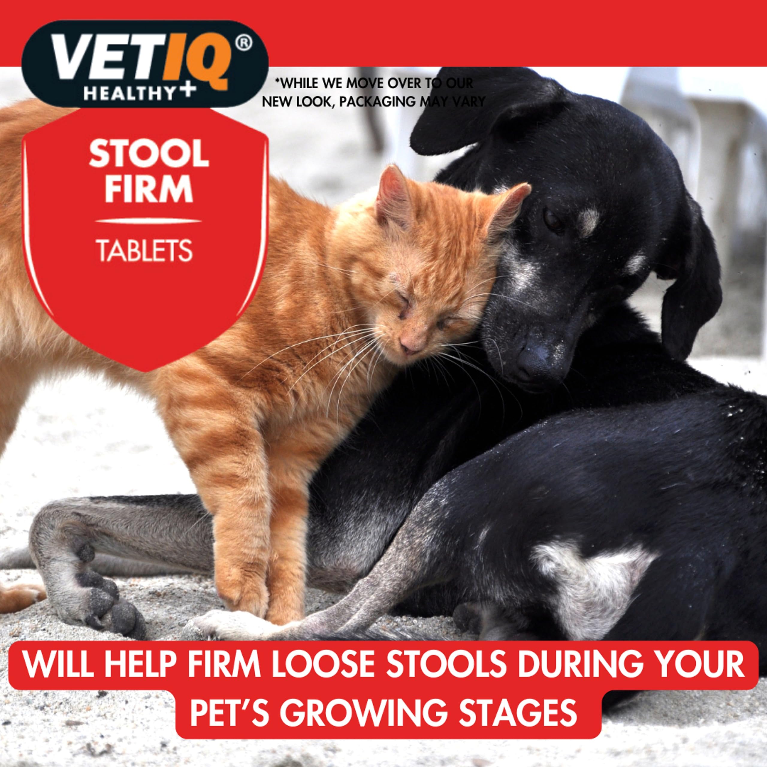 VETIQ Stool Firm Tablets For Cats & Dogs, Contains Kaolin, Pectin & Pumpkin to Help Improve Stool Firmness & Aids Intestinal Health, 45 Tablets (Pack of 1)