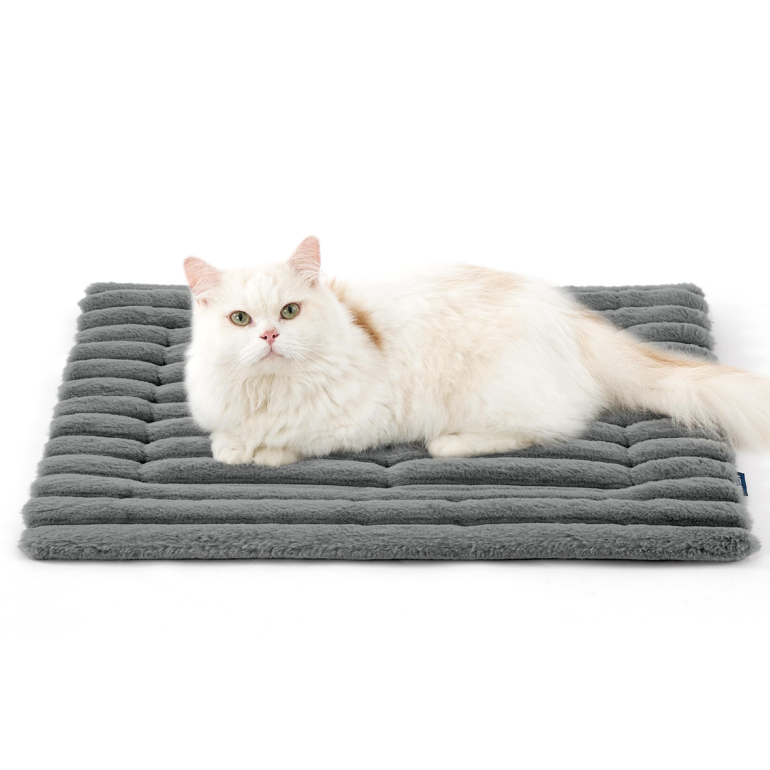 Bedsure Cat Bed Mat - Washable Fleece Warm Cat Blanket with Non skid Bottom, Small Dog Crate Mattress for Puppy, 61x46cm, Grey