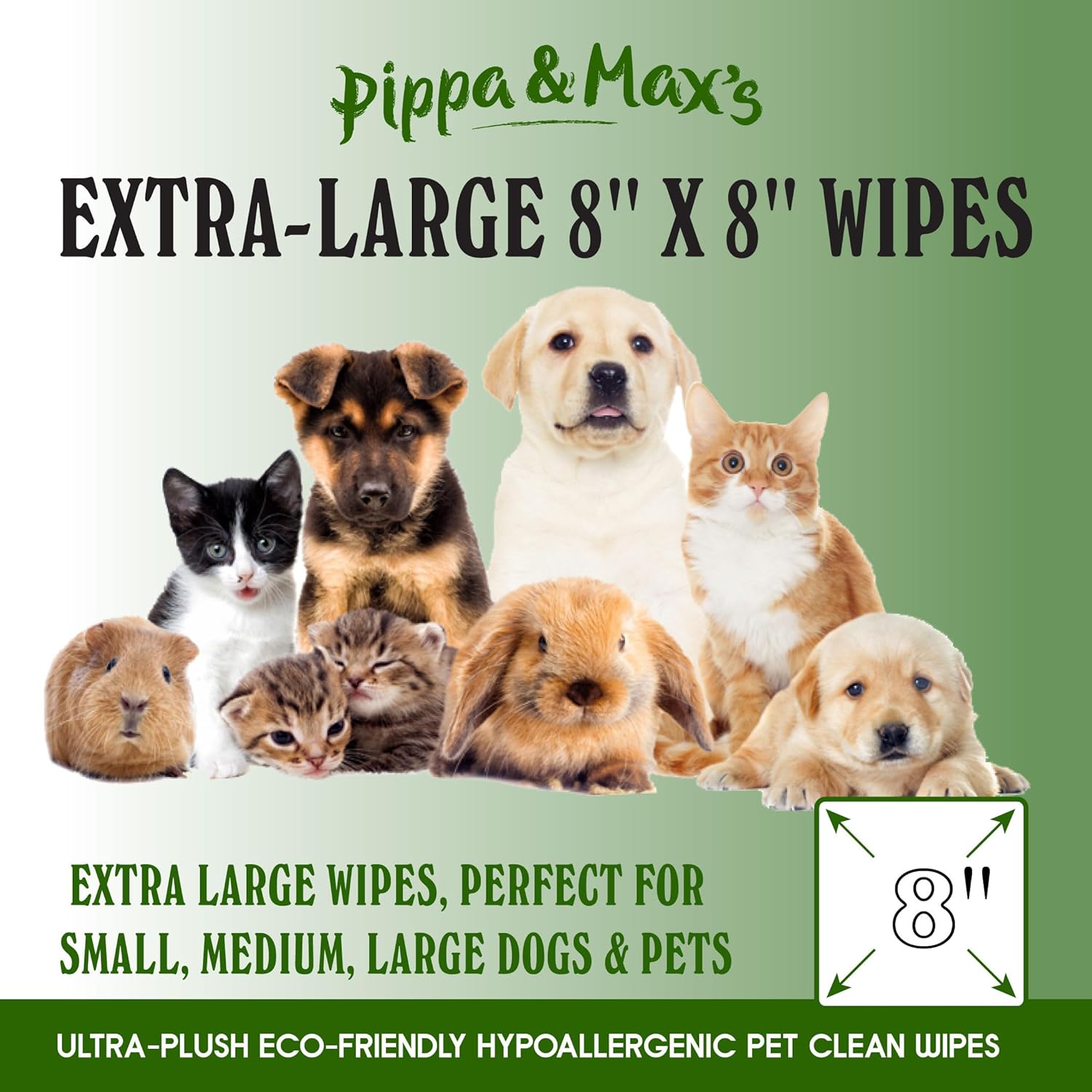 Pippa & Max Compostable Dog Wipes - Biodegradable Pet Wipes for Full Body, Eyes, Ears, Bum & Paws - 200 Sensitive Grooming Wipes for Dogs, Puppies & Cats (Fragrance-Free)