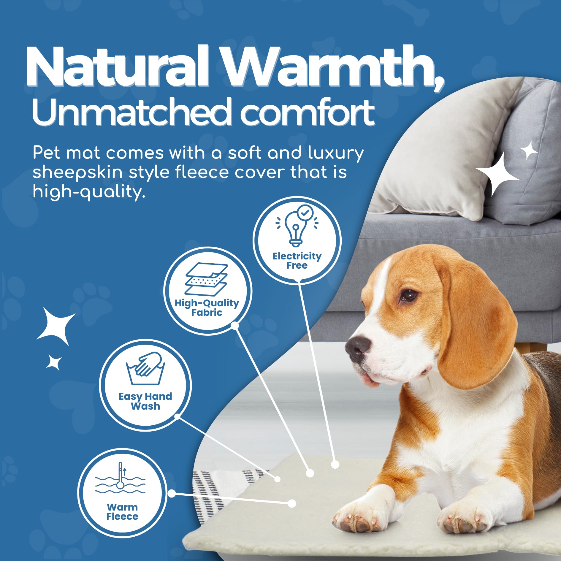 Fur & Bone Heated Cat Bed | Self-Heating Cat Mat, Pad - Removable Cover, Self-Warming Thermal Blanket