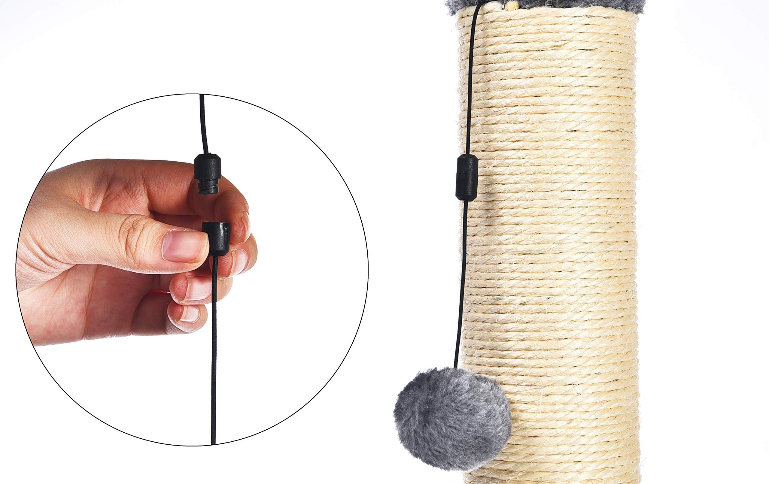 Amazon Basics Cat Scratching Post for Indoor Cats, Standard with Dangling Toy, 80 cm, Grey