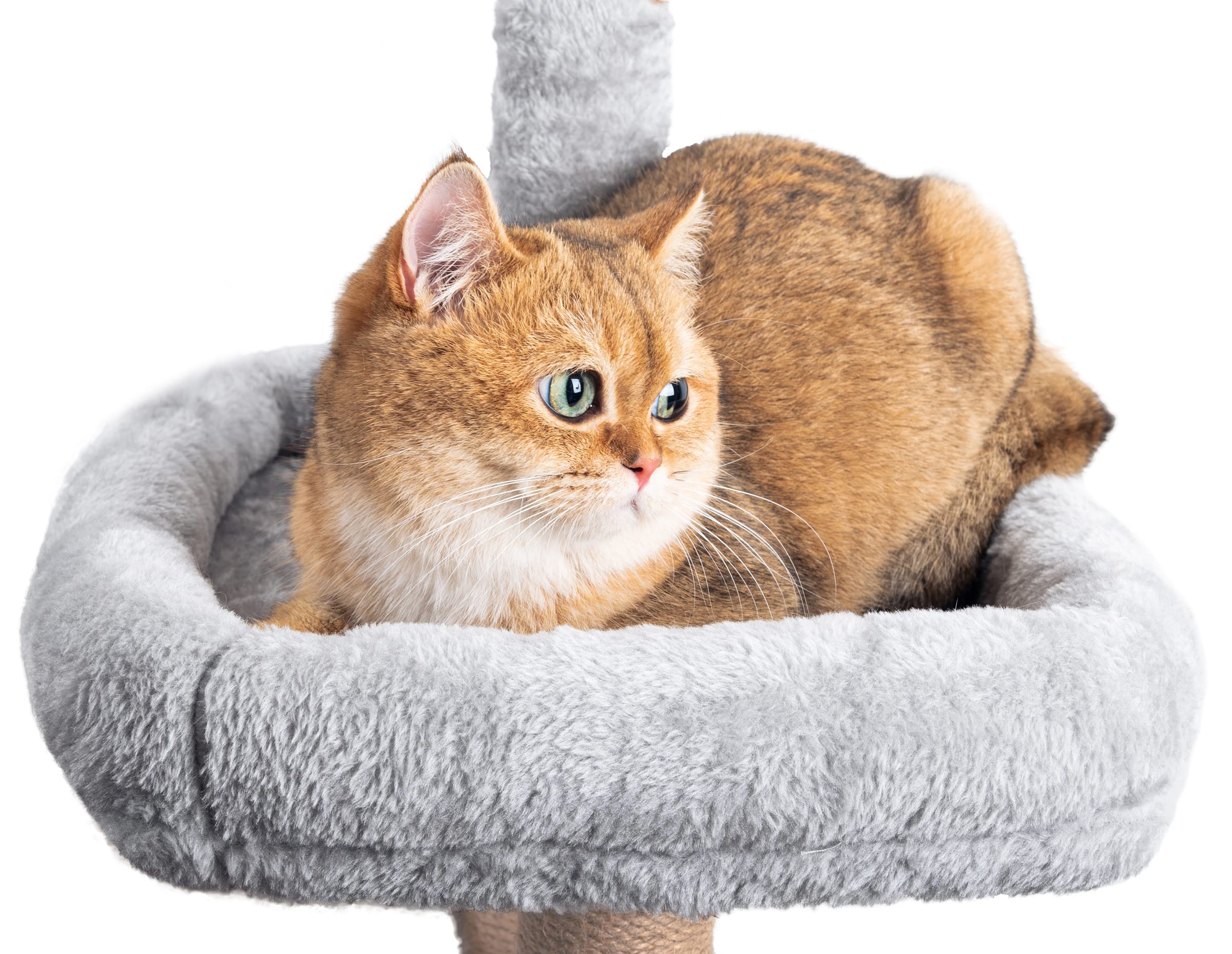 Cat Tree, 145cm Stable Cat Scratching Post for Indoor Cats, Multi-Level Cat Climbing Tower with Posts Fully Wrapped in Natural Sisal Rope, Suitable for Kitty Kitten