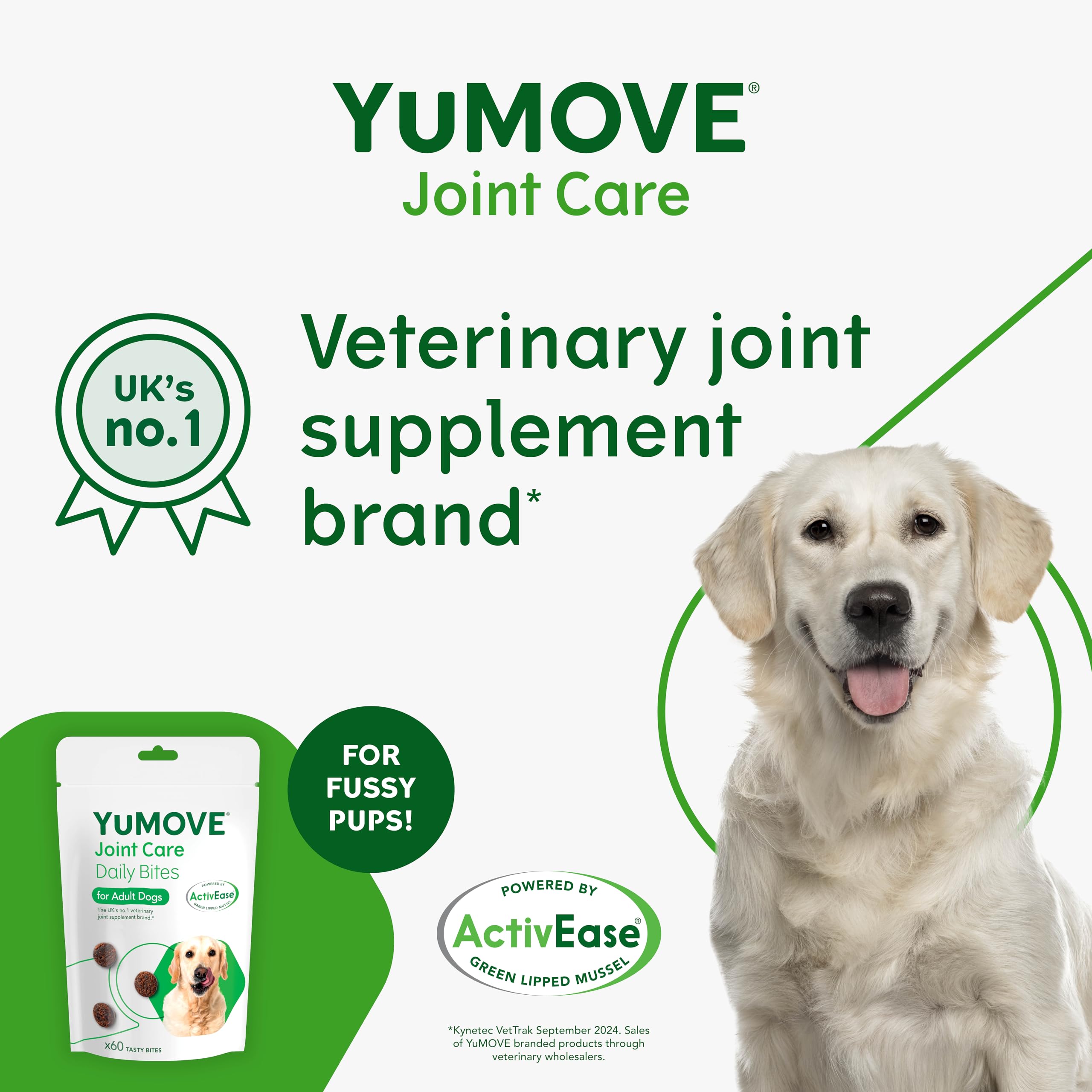 YuMOVE Joint Supplement for Dogs, Daily Bites for Joint Care, Essential Dog Hip and Joint Support for Stiff Adult Dogs with Glucosamine, Chondroitin, Green Lipped Mussel, 60 Tablets