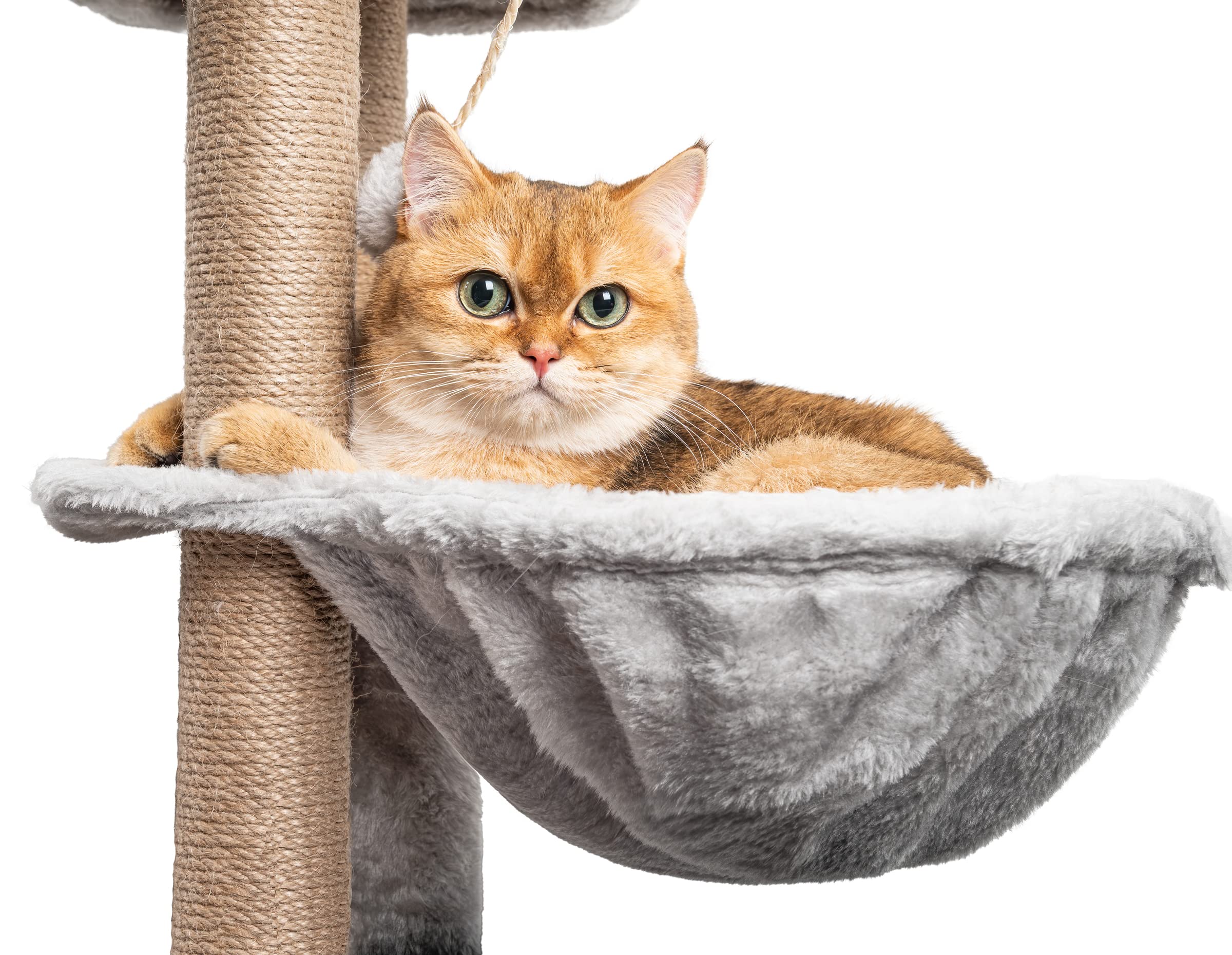 Cat Tree, 145cm Stable Cat Scratching Post for Indoor Cats, Multi-Level Cat Climbing Tower with Posts Fully Wrapped in Natural Sisal Rope, Suitable for Kitty Kitten