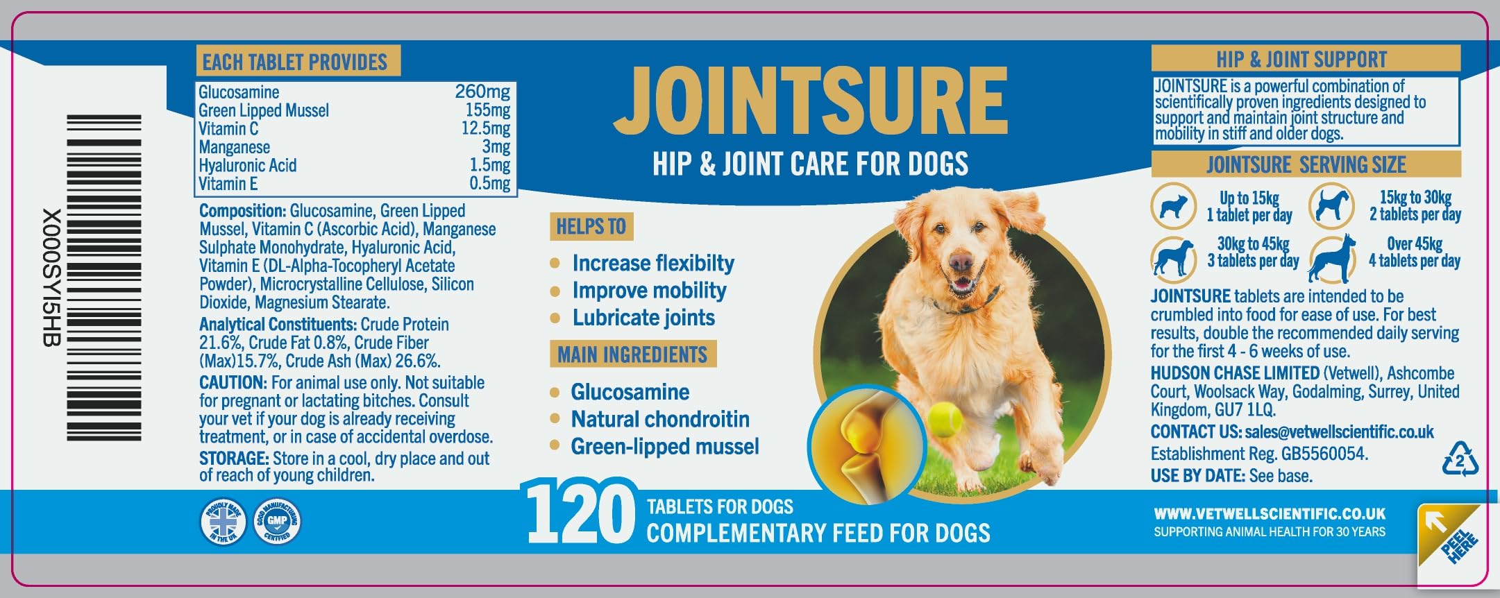 JOINTSURE Joint Supplements for Dogs – 120 Tabs, Joint Structure & Mobility for Dogs| Advanced Formula