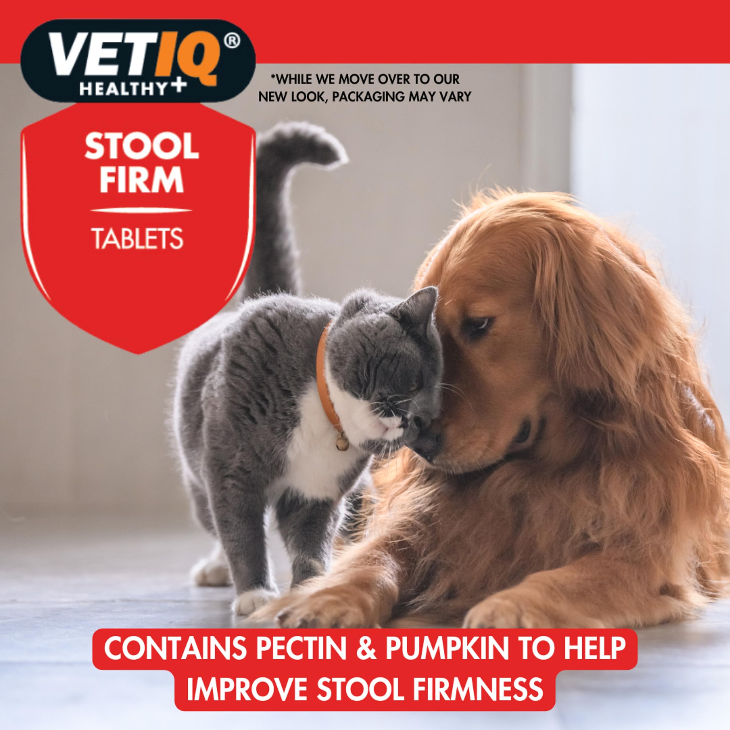 VETIQ Stool Firm Tablets For Cats & Dogs, Contains Kaolin, Pectin & Pumpkin to Help Improve Stool Firmness & Aids Intestinal Health, 45 Tablets (Pack of 1)