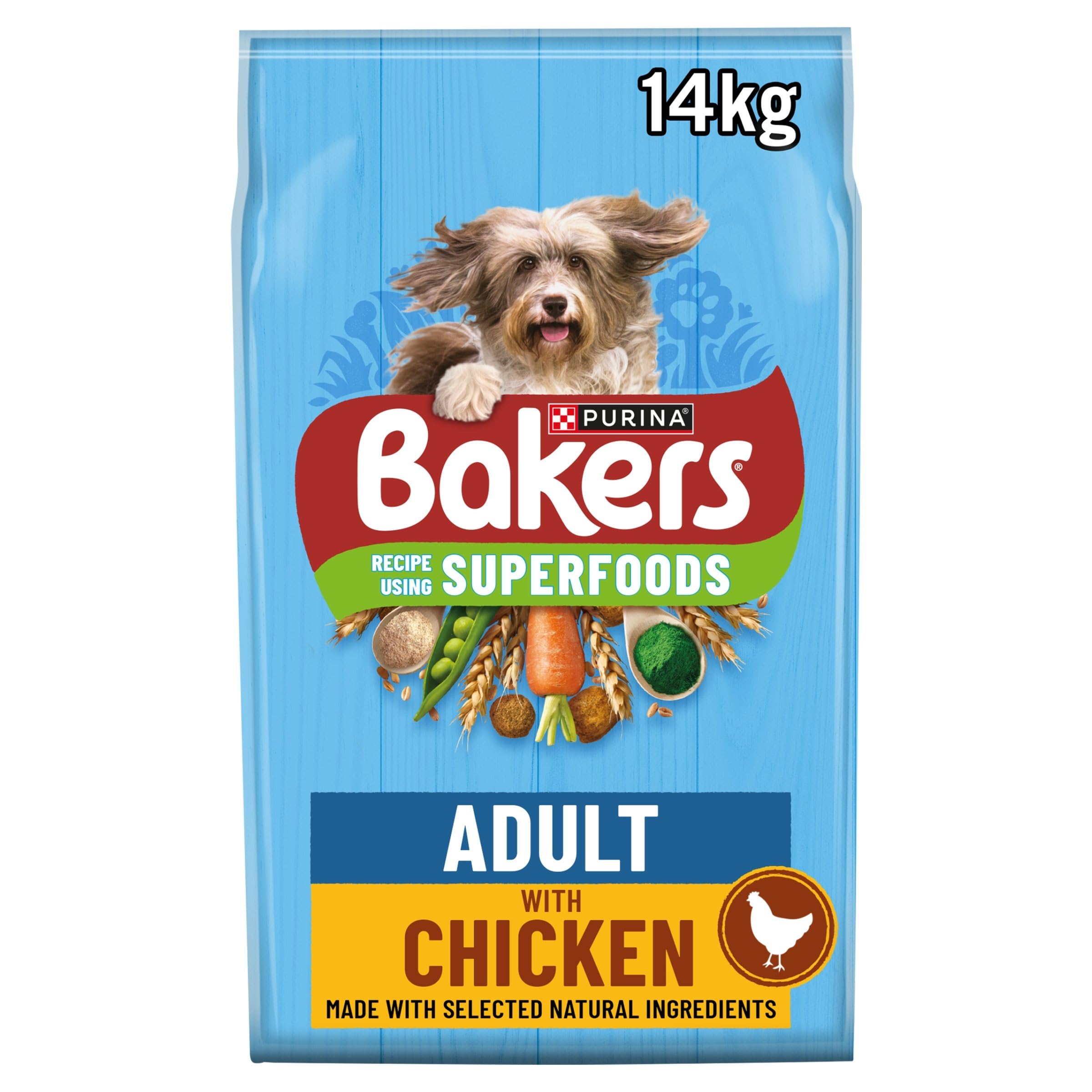 Bakers Adult Dry Dog Food Chicken and Veg 14 kg, Packaging May Vary