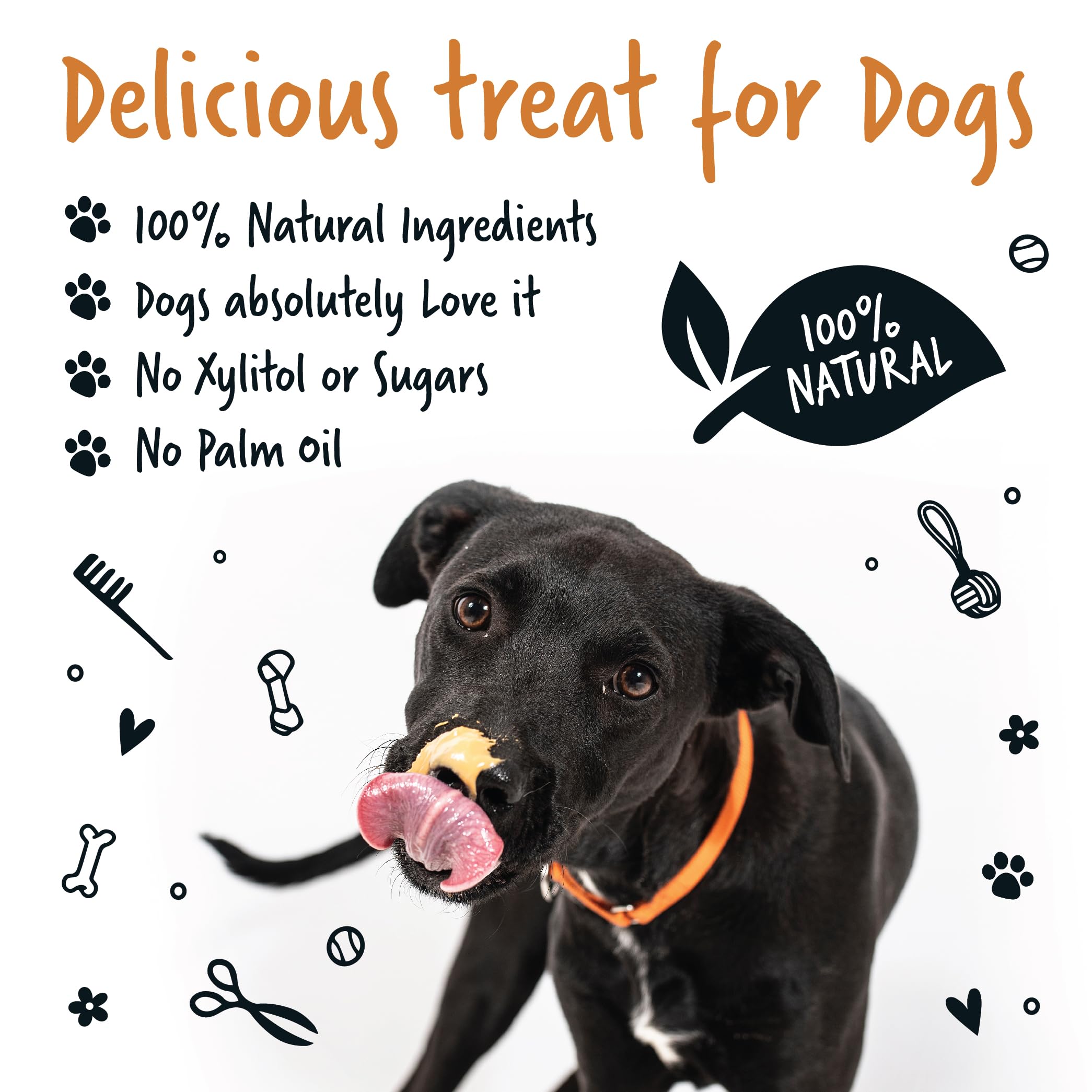 Bugalugs Dog Peanut Butter - 100% Natural Peanut Butter For Dogs & Puppy - Dog Food Toppers For Dog Lick Mats- Protein Treat Paste Free From Palm Oil, Wheat & Gluten free & No Sugar or Xylitol