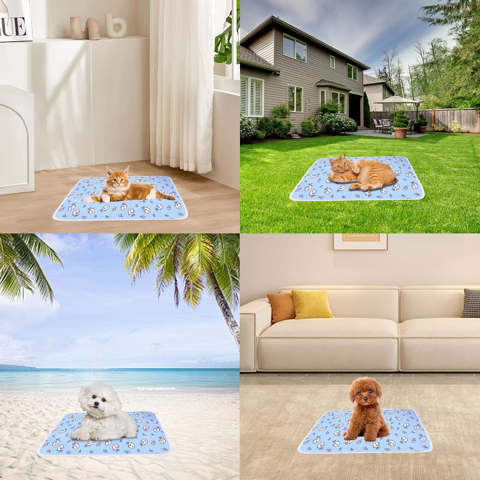KASESSS Latex CAt Cooling Mat, 50x40cm Pet COoling MAt, PEt COOling Mat for Cats Dogs, Cool Mat for Cats Breathable, Cat Cool Mat, Cat Cooling Pad for Small Medium Pet, Keep Pet Cool in Summer
