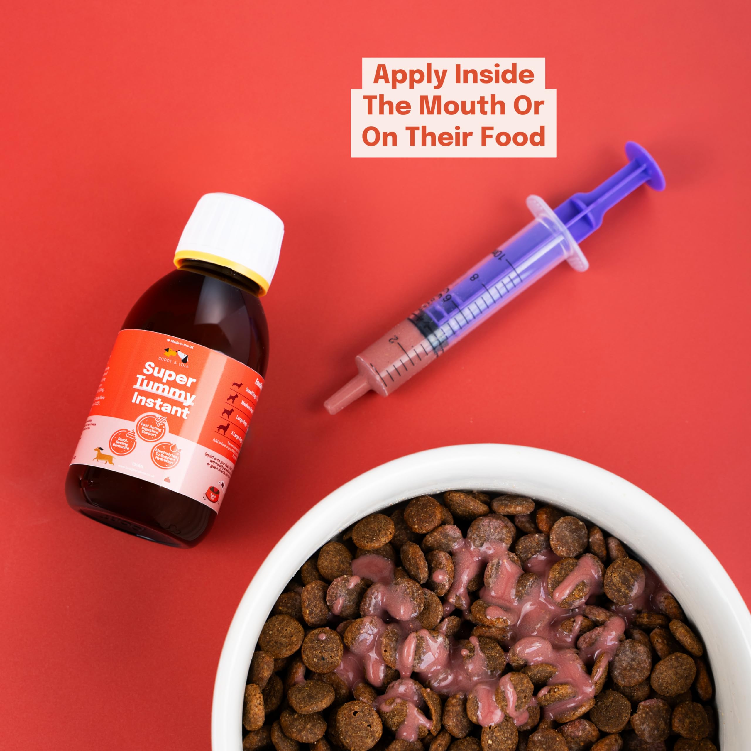 Buddy & Lola Fast-Acting Dog Diarrhea Treatment with Electrolytes - 20 Servings - Tummy Settler For Dogs All Breeds, Sizes and Ages - Syringe Included