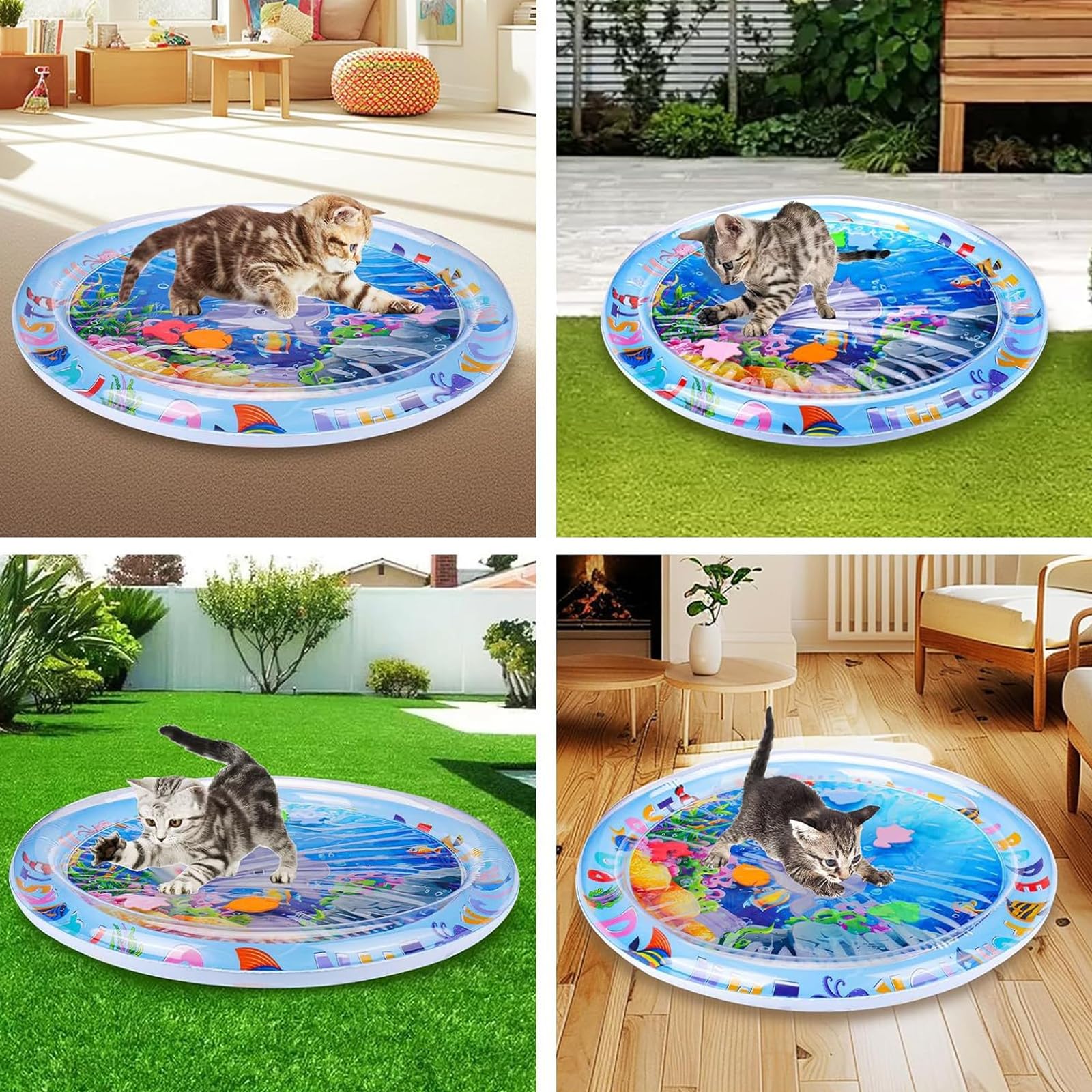 BSITSSS Water Sensory Mat Cat for Pets, Water Sensor Play Mat for Cats Dogs, Thickened Sensory Water Play Mats for Cats, Cool Sensory Waters Matfor Cat, Comfort Waters Sensory Plays Mats Inflatable