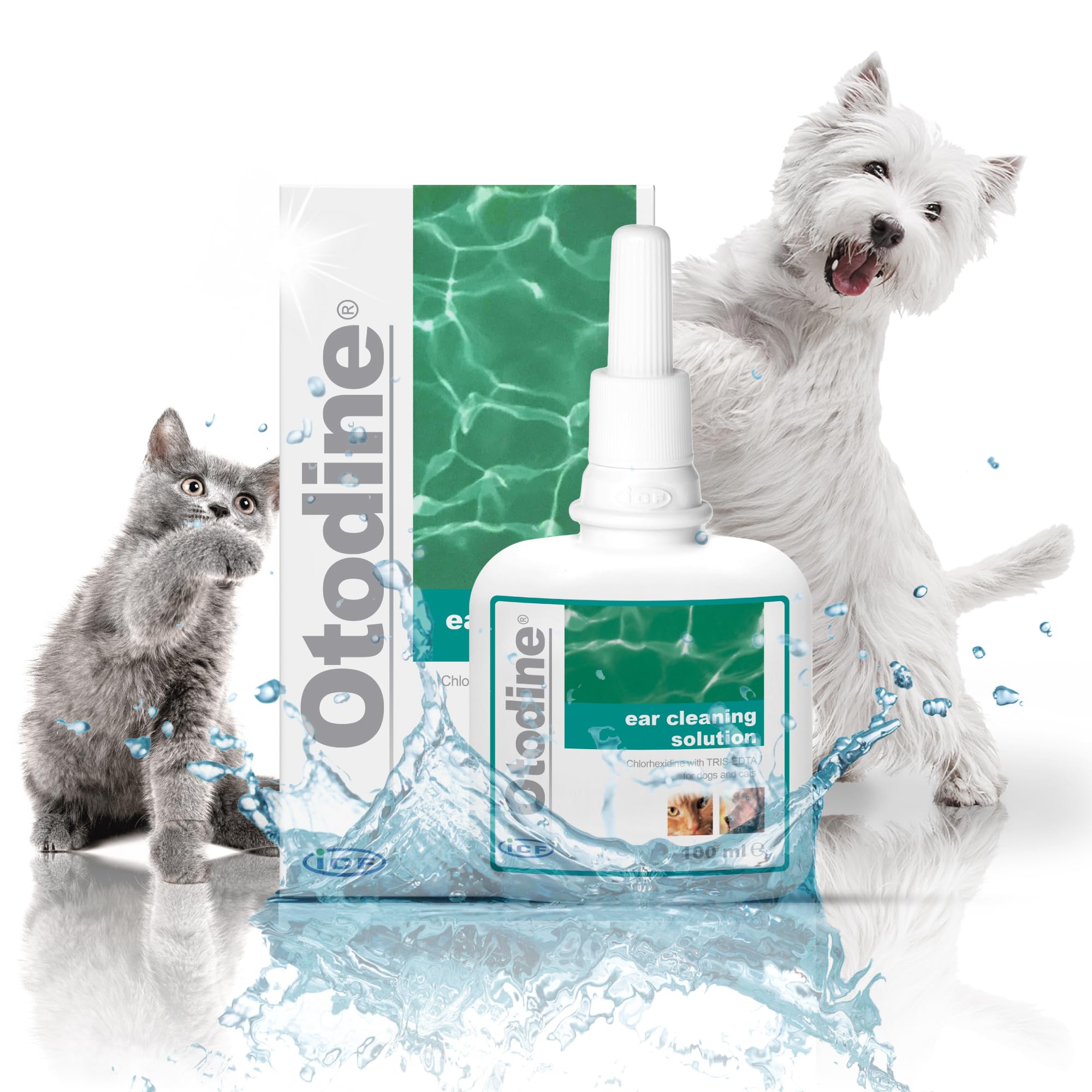 ICF Otodine | Cat & Dog Ear Cleaner Solution | Dog Ear Drops to Stop Wax Build Up, Head Shaking, Discomfort, Ear Odour & Scratching | 100ml