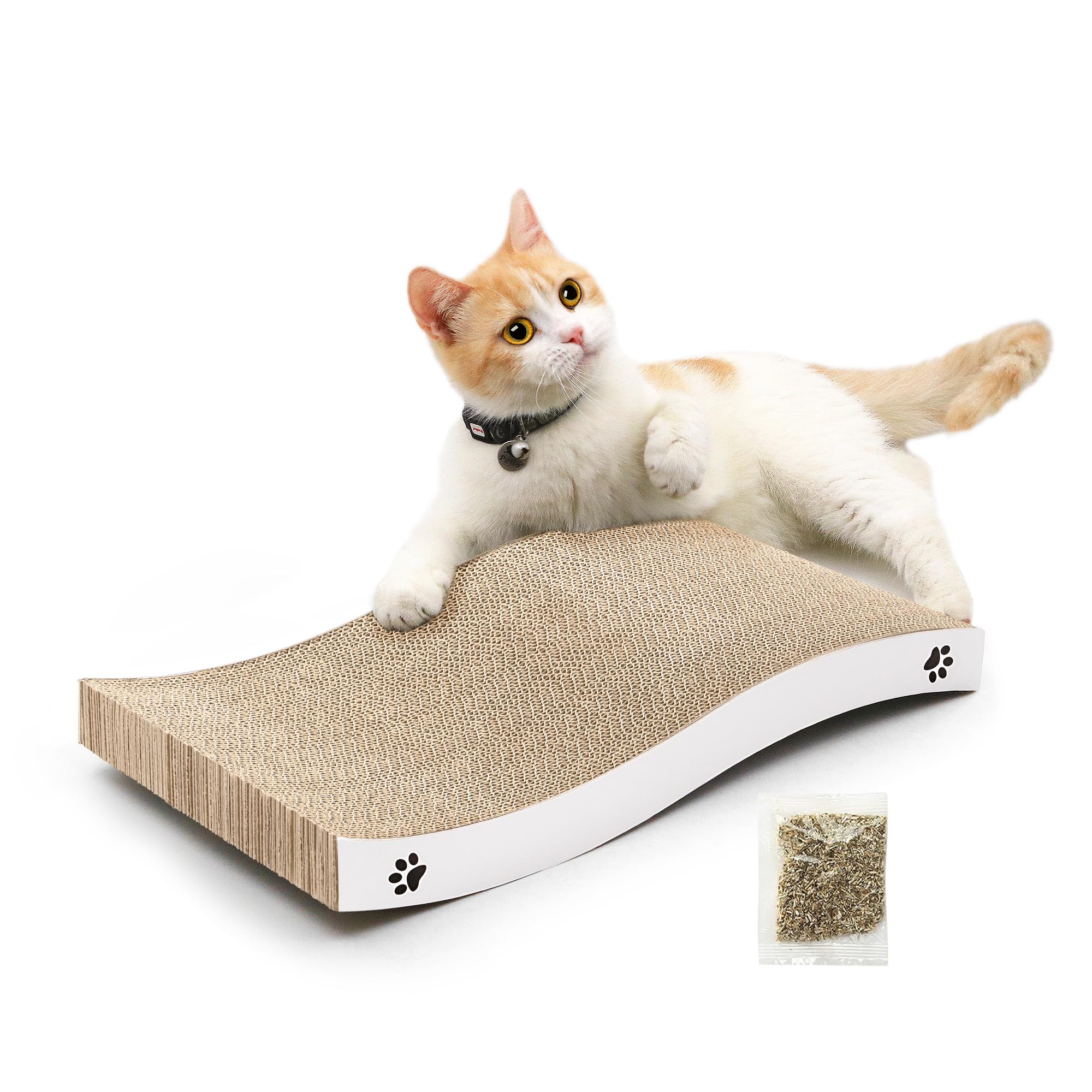 Cat Scratching Board, Durable Scratch Pad, Corrugated Cardboard Cat Scratcher for Indoor Cats, Heavy Duty, Double-Sided Usability, Recyclable with Catnip