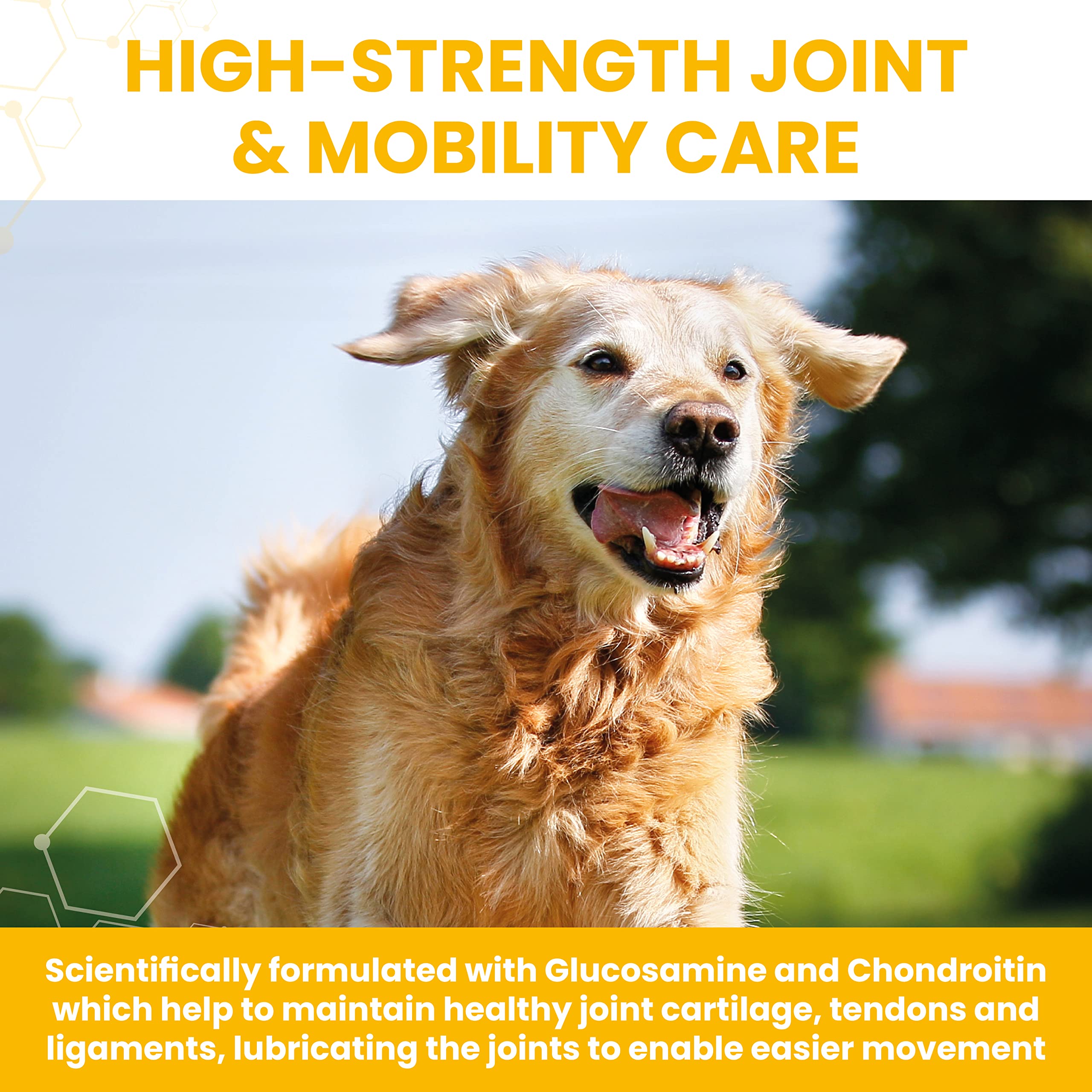 Vetzyme High Strength Flexible Joint Supplements for Senior Dogs (90 Tablets) - Hip and Joint Care with Chondroitin and Glucosamine, Tasty Chicken Flavour