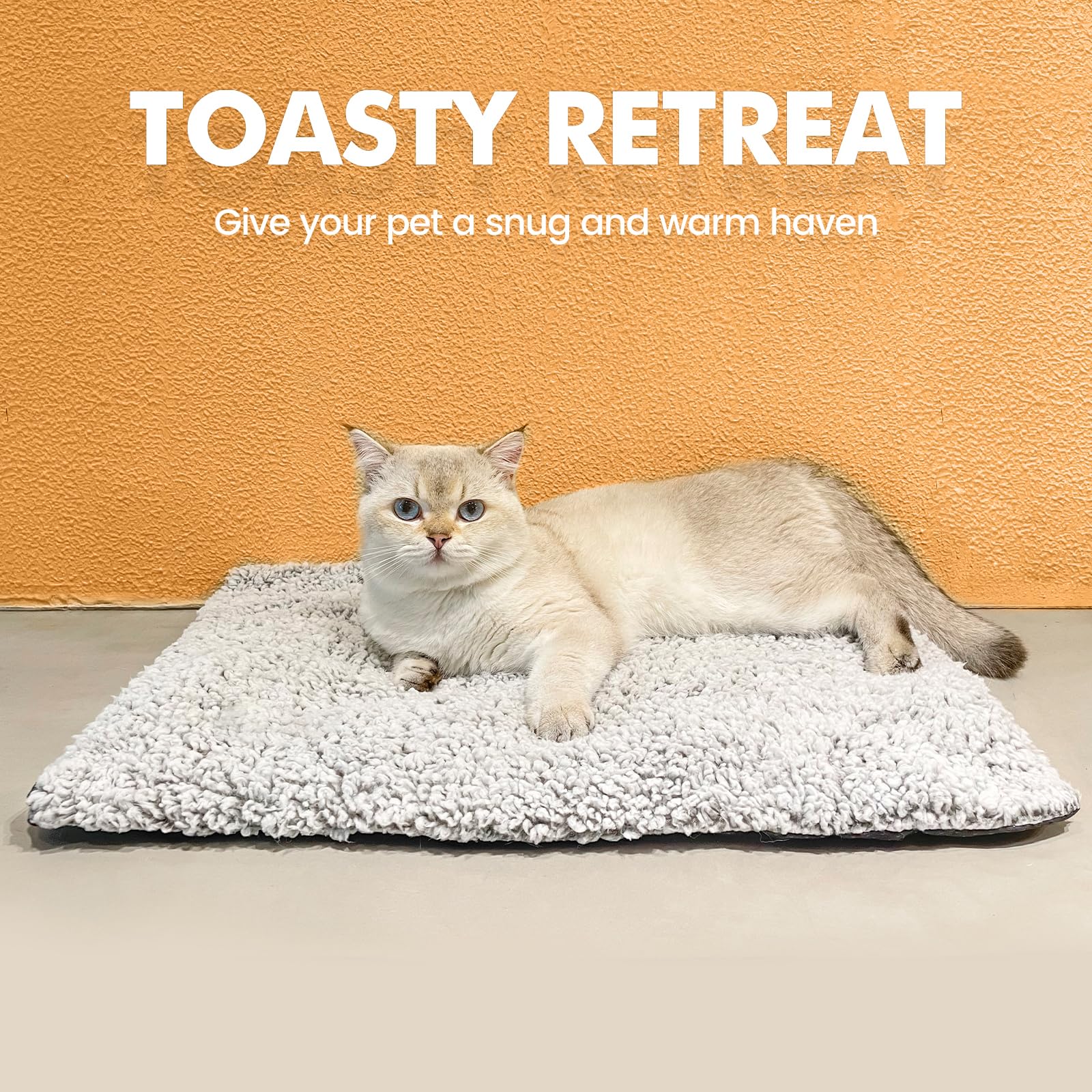 MORA PETS Self Heating Cat Bed Heated Cat Blanket Self Warming Pet Pad with Removable Cover Thermal Kitten Pad Non-Slip Washable 61 x 45cm