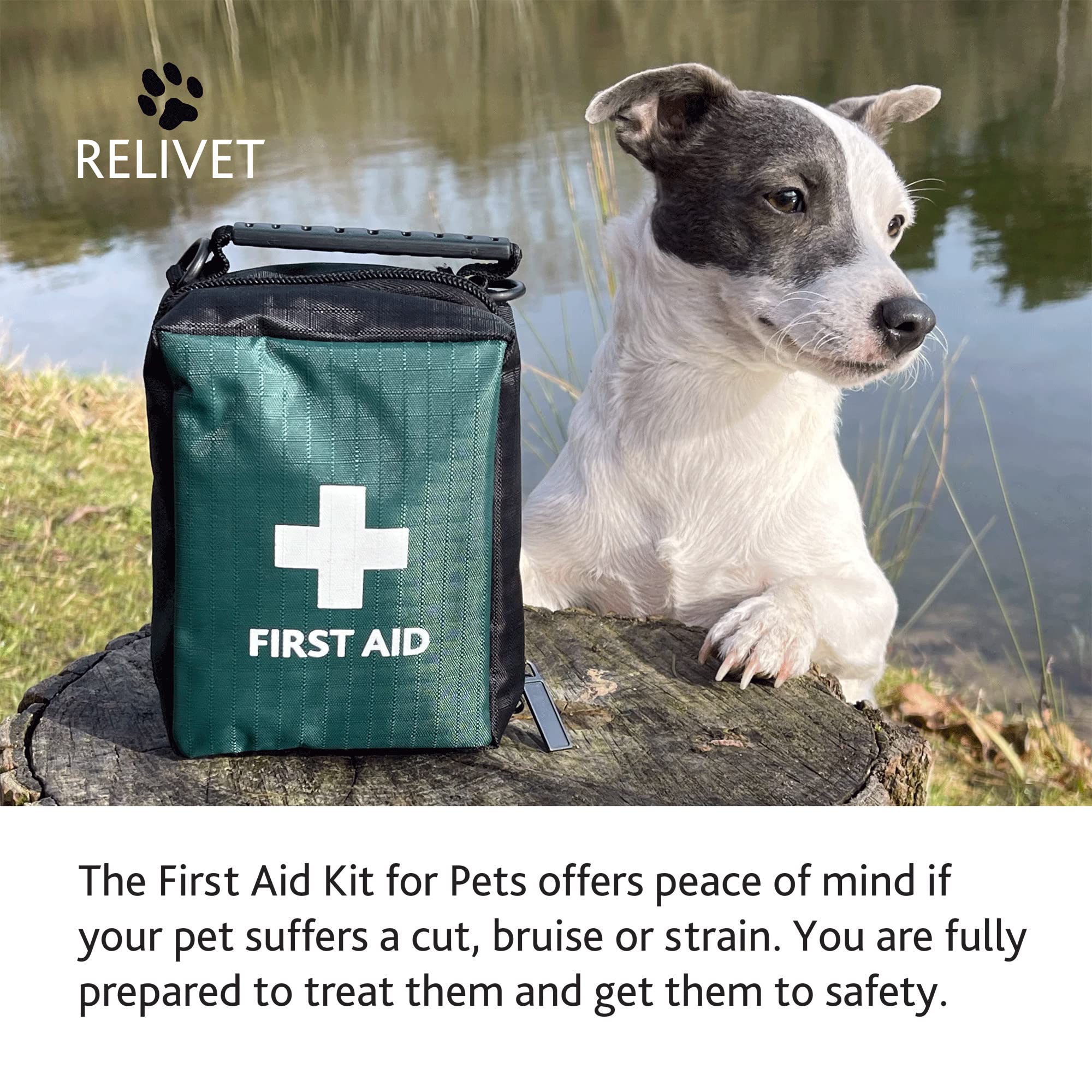 Reliance Medical Pet First Aid Kit - Essential Care for Dogs and Cats, Ideal for Travel, Camping, Home Use, Includes Saline, Bandages, Durable Rip-Stop Fabric Bag, 1 Kit