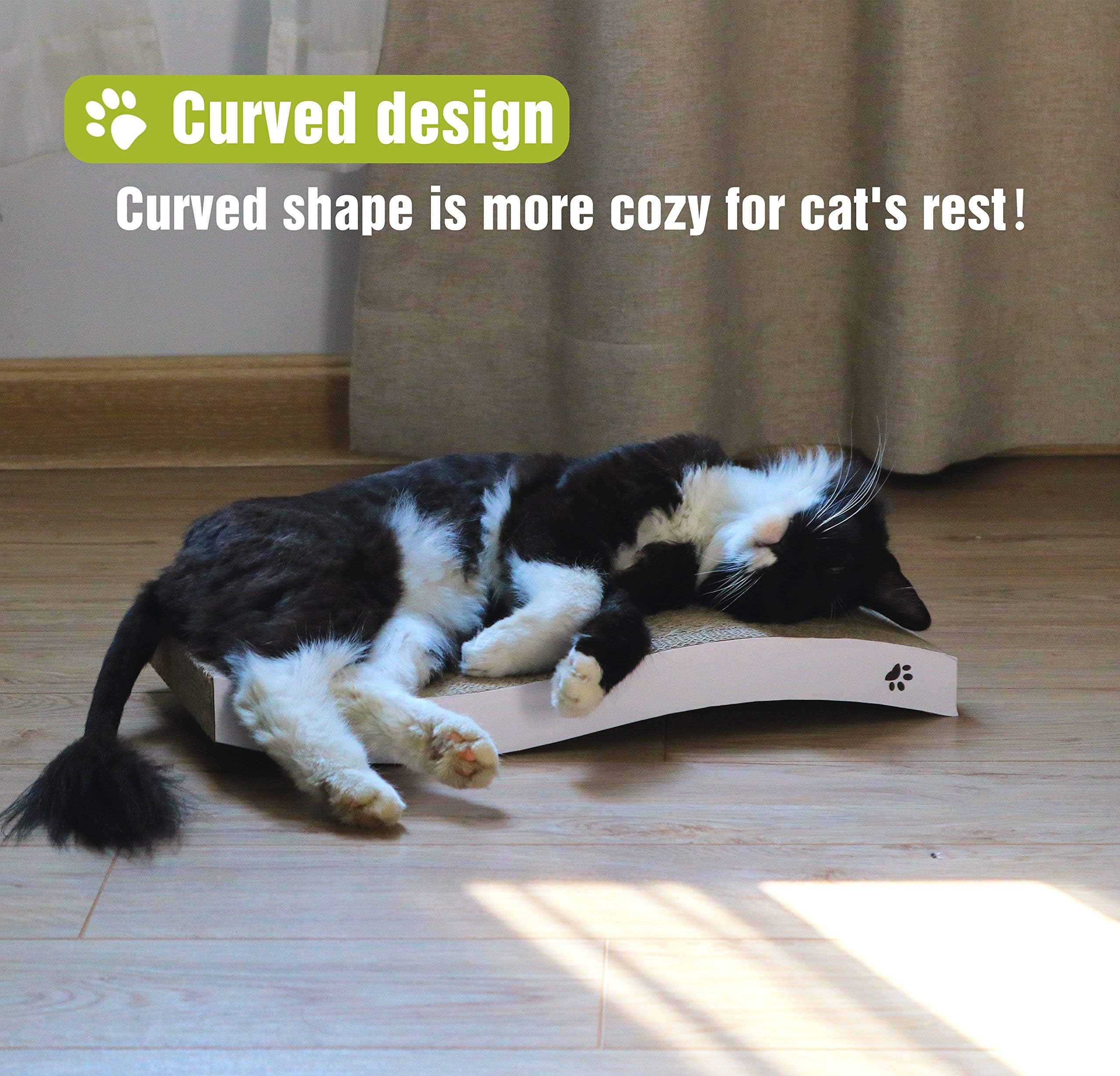 Cat Scratching Board, Durable Scratch Pad, Corrugated Cardboard Cat Scratcher for Indoor Cats, Heavy Duty, Double-Sided Usability, Recyclable with Catnip