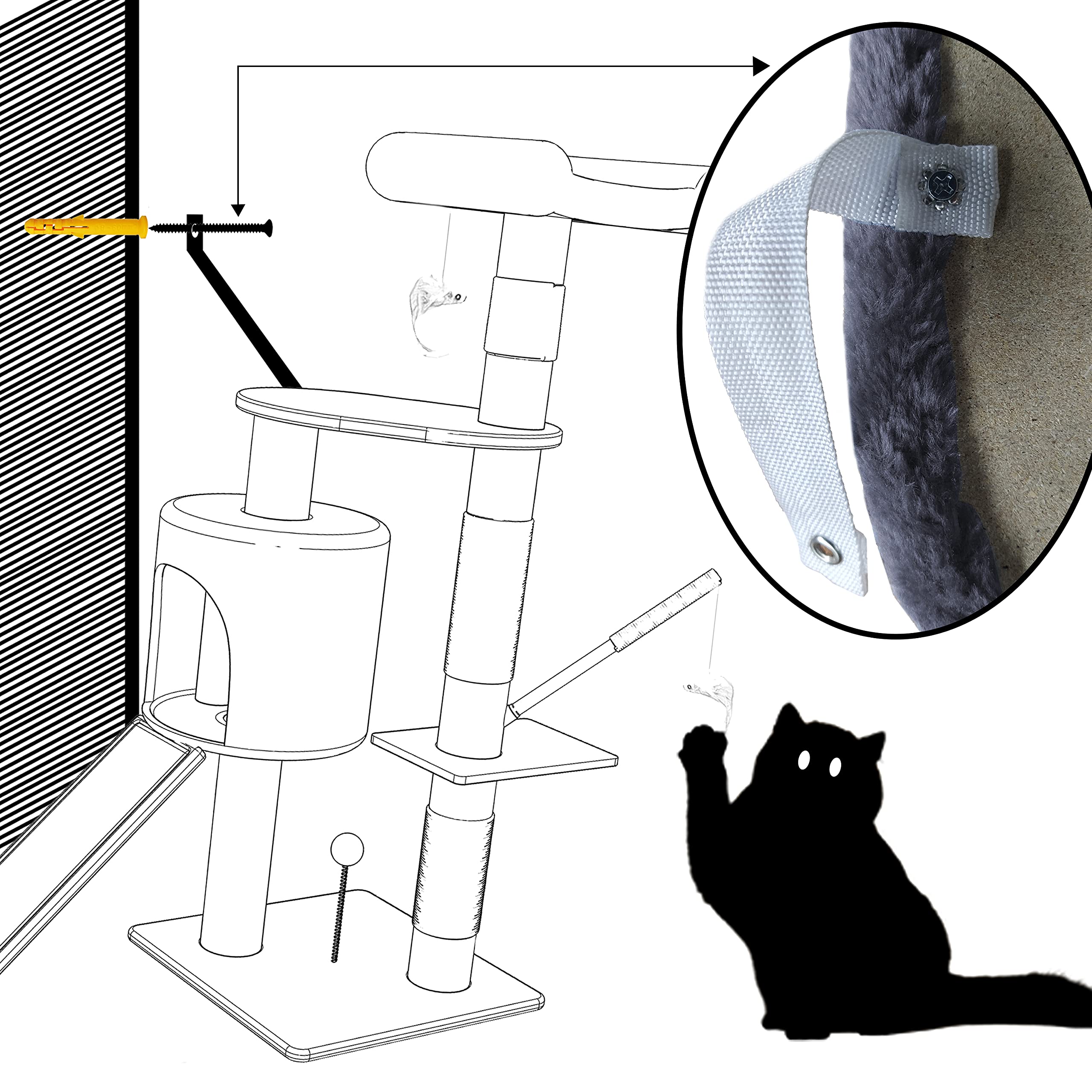 VOUNOT Cat Tree Tower, Cat Condo with Sisal Scratching Post, Multi Level Cat Climbing Frame Indoors, Cat Activity Tree, Grey, XL