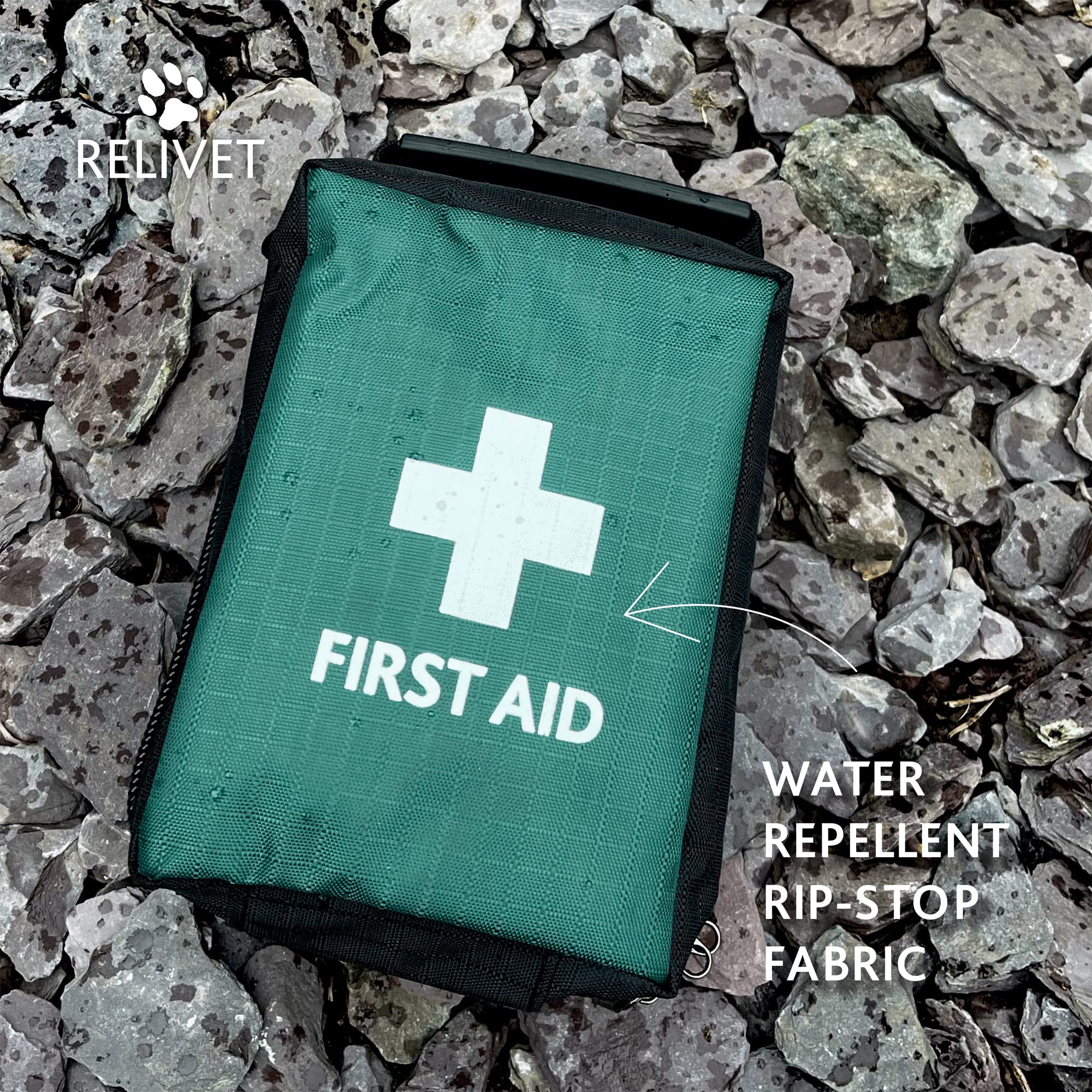 Reliance Medical Pet First Aid Kit - Essential Care for Dogs and Cats, Ideal for Travel, Camping, Home Use, Includes Saline, Bandages, Durable Rip-Stop Fabric Bag, 1 Kit
