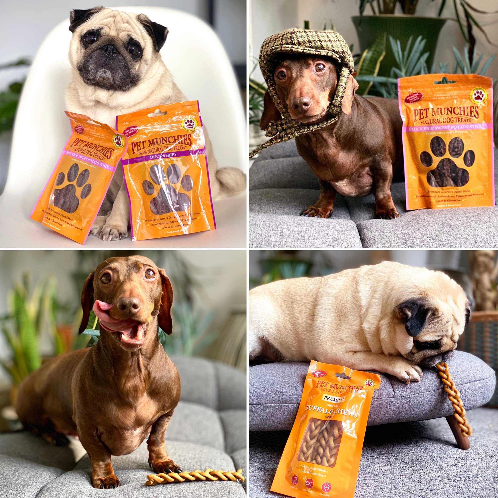 Pet Munchies Chicken and Sweet Potato Dog Treats, Healthy Grain Free Dental Sticks with Natural Real Meat 90g