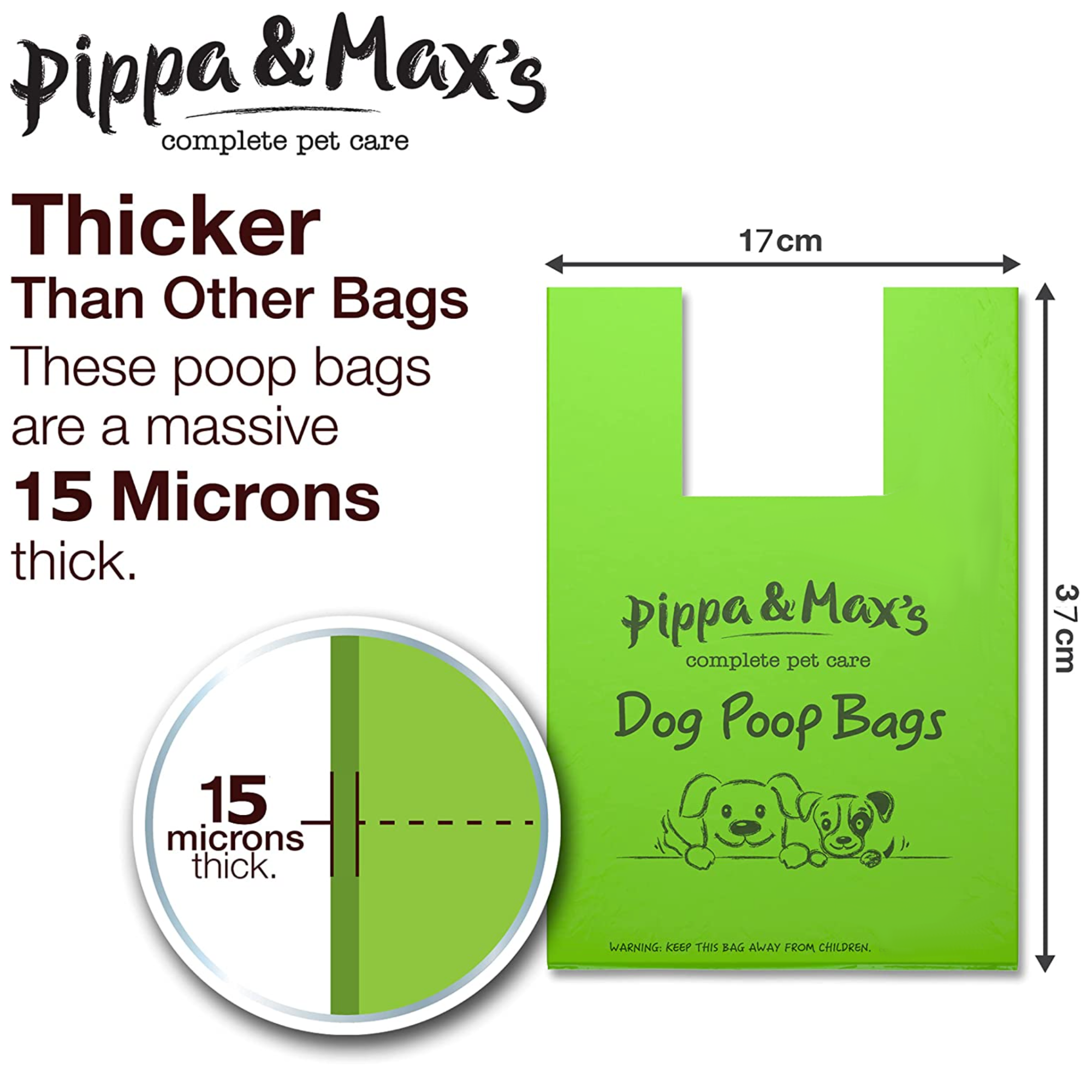 Pippa & Max Dog Poo Bags | Easy-Tie Handles, Heavy-Duty & Leak-Proof | Large Size for All Breeds | Pet Poop Cleanup | Pack of 300