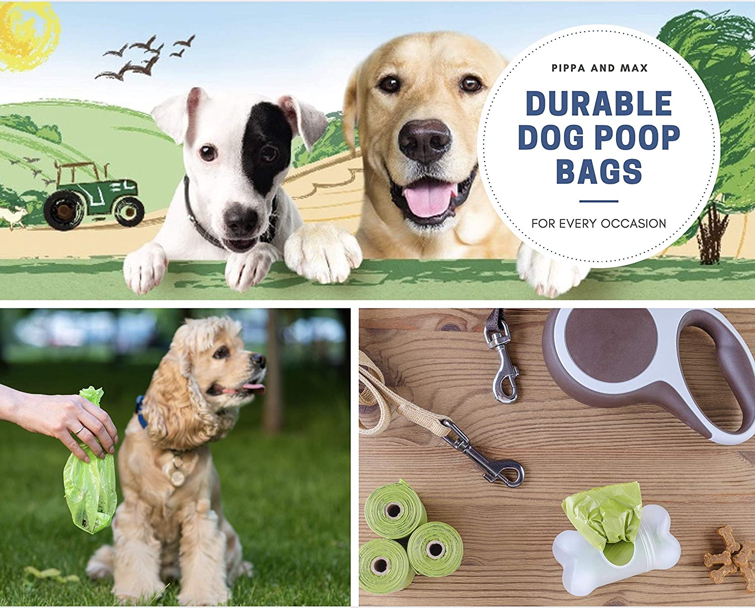 Thick & Durable Dog Poop Bags by Pippa & Max (750) - Heavy-Duty Pet Waste Bags for Dog Walking, Leak-Proof & Large Size